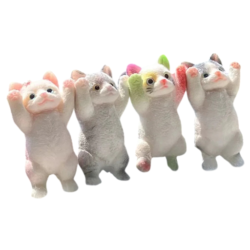 Antistress knijphandpop kat met harige stretch ongeveer 13 x 7 cm ontspanning speelgoed voor stressverlichting