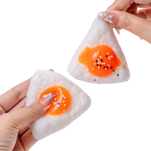 Antistressknådhjälp i form av öga 12,7 × 13 cm mjuk squishy figur vit och gul TPR för hand för avslappning och stressavlastning