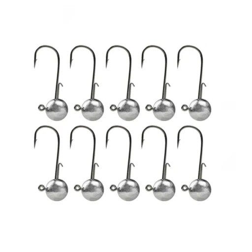 Anzuelos de pesca con cabeza grande, 10 unidades, 10 g, anzuelos giratorios, cebo artificial, cabeza plomada, anzuelo afilado para peces depredadores