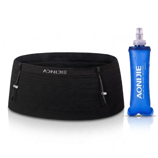 AONIJIE W8116 Running Belt with 250 ml Soft Bottle Elastic Woven Waist Pack for Mobile and Gels Running and Triathlon Belt