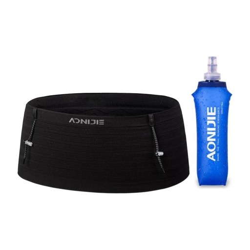 AONIJIE W8116 Running Belt with 500 ml Soft Bottle Elastic Woven Waist Bag for Mobile and Gels Running and Triathlon Belt