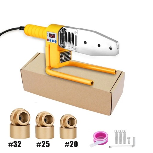 Aparat de sudură pentru țevi din plastic 800W cu afișaj digital pentru accesorii de 20, 25, 32 mm Set cu accesorii și suport 220V