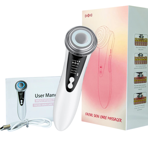 Appareil de Massage avec Lumière Rouge et Bleue 5,1x17 cm Thérapie de la Peau Nettoyage en Profondeur Éclaircissement de la Peau Chargement USB Design Compact