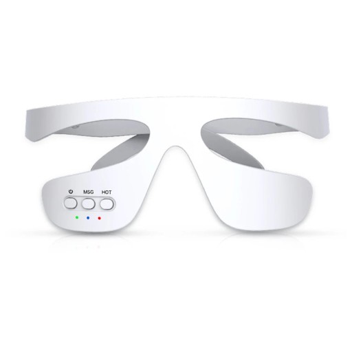 Appareil de massage oculaire avec lumière rouge 3D Fonction de massage EMS et chauffage Dimensions 14,8 x 15 cm ABS Chargement USB-C Blanc Pour la fatigue oculaire et les rides