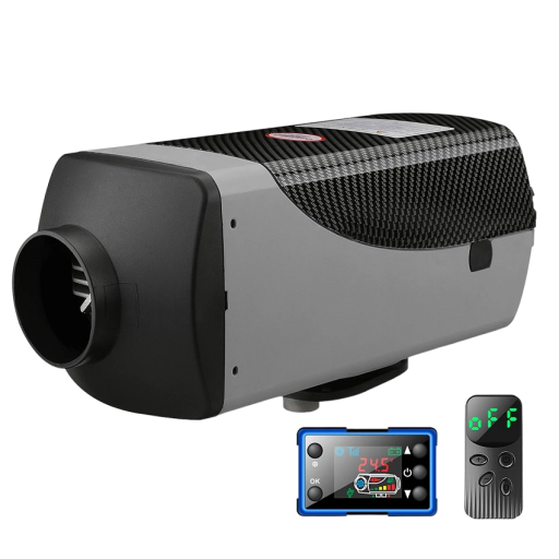 Aquecedor independente para automóvel com interruptor LCD 5 KW 12 V Aquecedor portátil para automóvel com controlo remoto Aquecimento a gasóleo para automóvel, camião, furgão Aquecedor de ar com acessórios de montagem 38 x 14 x 13,5 cm