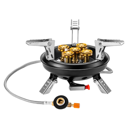 Aragaz portabil de camping pe gaz, 16000W, aprindere piezoelectrică de înaltă presiune, design pliabil, 18,5 x 12 cm, construcție din oțel și cupru