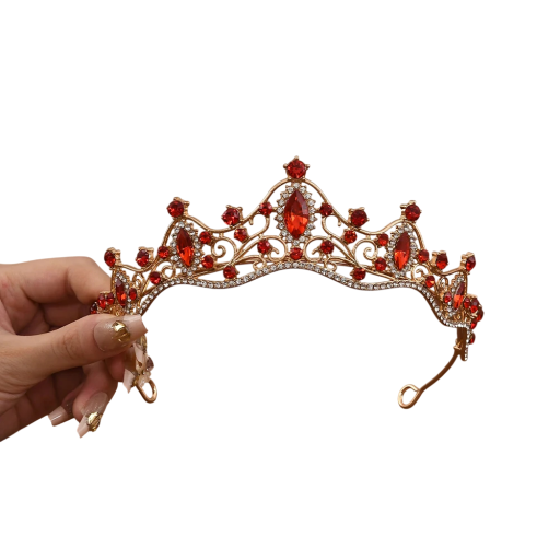 Arany kristály hajkorona Univerzális méret Ünnepi diadém kövekkel Elegáns esküvői hajdísz