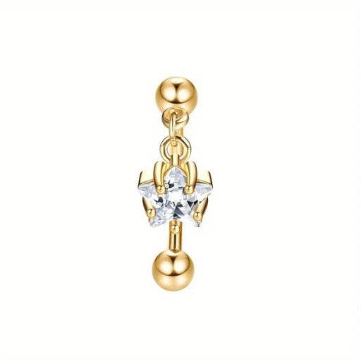 Arany piercing rozsdamentes acélból 8 x 1,2 mm Ezüst csillag Finom dekoratív ékszer orrba, fülbe, porcba