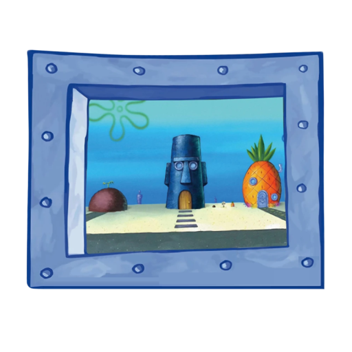 Arazzo da parete Spongebob 90 x 150 cm Bikini Bottom Abitazione di Spongebob e Calamardo Tessuto animato Decorazione Camera da letto Stanza Arazzo estetico