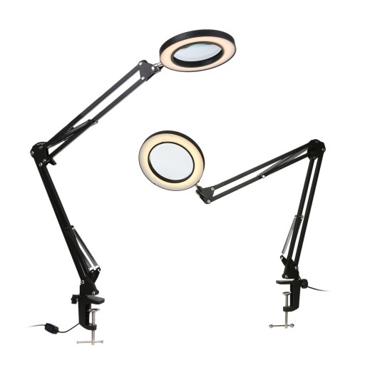 Arbejdslampe med forstørrelsesglas