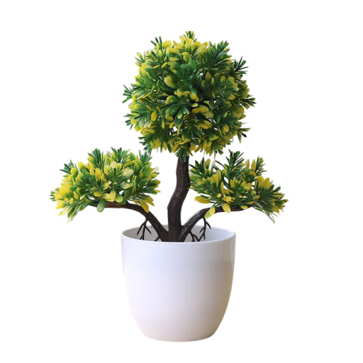 Árbol artificial pequeño en maceta, 1 pieza, planta de plástico realista, flor falsa simulada, decoración de mesa para el hogar y el hotel.