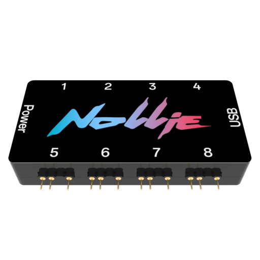 ARGB asynchronní kontrolér HUB 5V 3pin s 8 výstupy a USB připojením pro počítačové skříně Chlazení a LED podsvícení ventilátorů