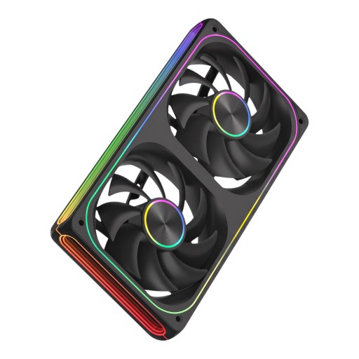 ARGB Fan for Computer Case 240 mm Double with One Frame 28 mm and 3pin 5 V Lighting in Black for Radiator and Front