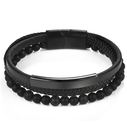 Armband med pärlor i flera lager för män