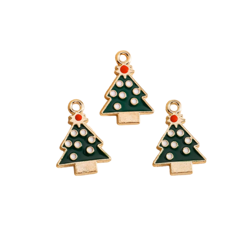 Armbandbedel in de vorm van een kerstboom, 10 stuks