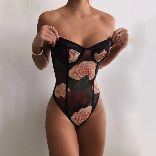 Ärmelloser Damen-Body mit Blumenmuster