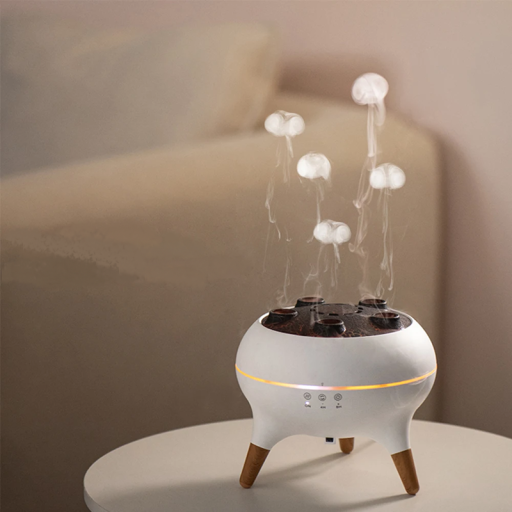 Aroma diffuser 350 ml med vandmænd og LED-belysning Dekorativ luftfugter med fjernbetjening 16 x 16 x 14 cm