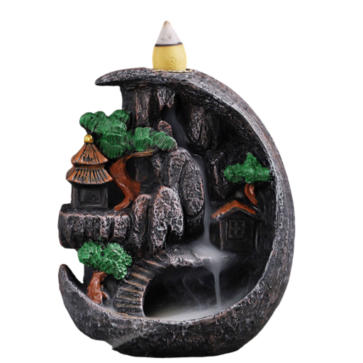 Aromalampa s tečúcim dymom Malá dekorácia s dymovým vodopádom Stojan na vonné kužele Kadidelnica so spätným dymom Vonný krb s motívom nebeskej ríše 10,5 x 7,5 x 12 cm