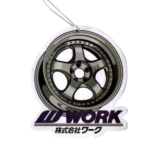 Aromatizador de ar suspenso para carro design disco de roda com a inscrição WORK pendente decoração multicolorida para o interior do veículo