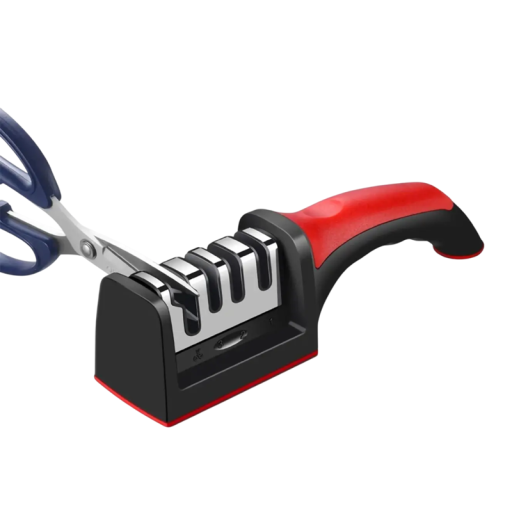 Ascuțitor manual multifuncțional pentru cuțite de bucătărie, cu 4 segmente, bază antiderapantă, ascuțire din oțel inoxidabil, ascuțire rapidă a lamelor acasă