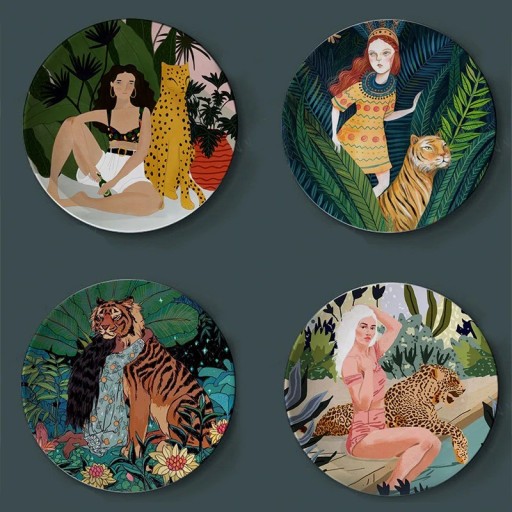 Assiette décorative avec motif de fauve