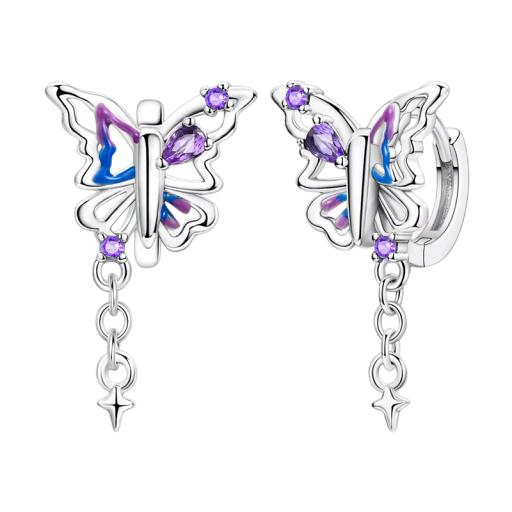 Asymmetrische Schmetterlingsohringe 925 Silber für Frauen Symbol der Transformation, Wiedergeburt und Freiheit feine Ohrringe für den täglichen Gebrauch