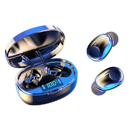 Ασύρματα ακουστικά με θήκη φόρτισης και οθόνη για μουσική και κλήσεις Bluetooth 5.0 Διάρκεια 6 ωρών Θήκη και καλύμματα στη συσκευασία