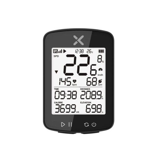 Ασύρματος GPS ποδηλατόμετρο 7 x 4,8 x 2 cm LCD 2,2" Αδιάβροχο IPX7 Θερμίδες Καρδιοχτύπηση Εφαρμογή USB-C 28h αυτονομία Υψόμετρο Θερμόμετρο