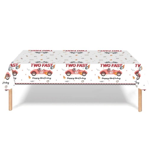 Asztalterítő 137 x 274 cm Two Fast Piros versenyautó Party asztalterítő gyerek születésnapi ünnepséghez verseny dekorációkhoz