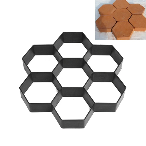 Återanvändbar plastform för plattor 7 hexagoner 35 x 35 x 3,6 cm Skapa betonggångar Trädgårdsdekoration