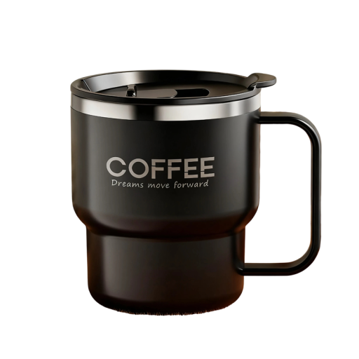 Återförslutbar termosmugg för kaffe med glidlock 400 ml dubbelskiktat rostfritt stål rund form värmeisolering för resor