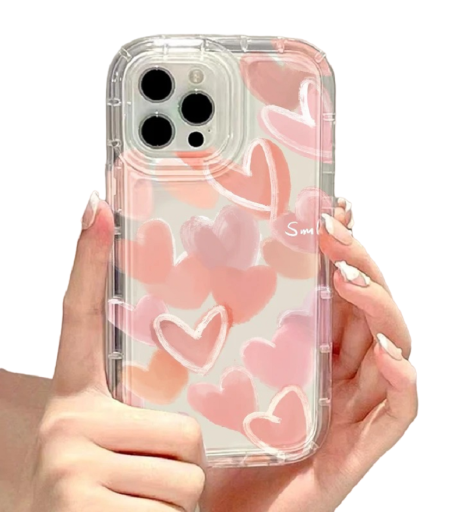 Átlátszó védőburkolat rózsaszín szívek motívumával a Samsung Galaxy S22 Ultra készülékhez
