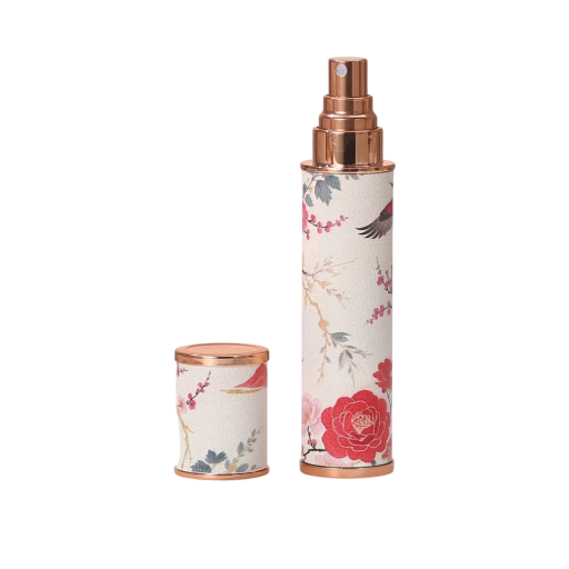 Atomiseur de voyage pour parfum avec motif floral 10 ml vaporisateur en plastique flacon compact blanc rouge pour sac à main et voyages