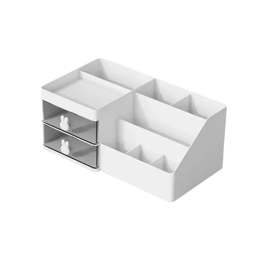Aufbewahrungsbox für Büromaterial mit Fächern und Schubladen 28,5x17x12 cm Kunststoff Organizer für den Schreibtisch für Schreibutensilien und Kleinigkeiten