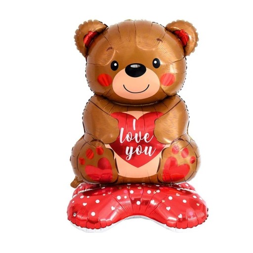 Aufblasbarer Partyballon Teddybär mit Herz Valentinstag Deko Ballon Bär Romantische Feier Valentinstagsgeschenk 150x76,5 cm