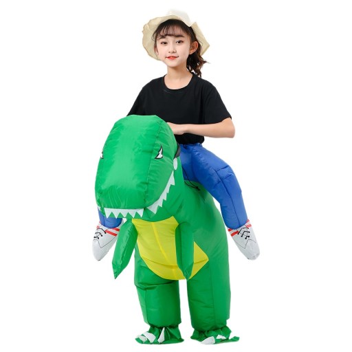 Aufblasbares Dinosaurier-Reiter-Kostüm für Kinder, Dinosaurier-Cosplay, Kinder-Karnevalskostüm, Halloween-Kostüm, 110–130 cm