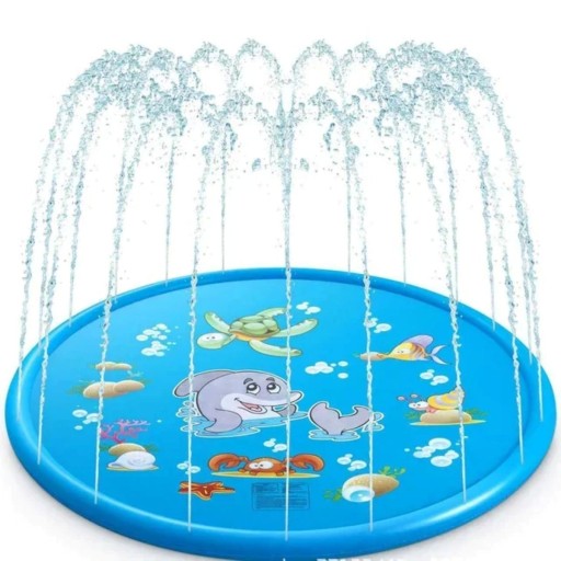 Aufblasbares Outdoor-Wasser-Spielzeug 170 cm Großer Pool mit Düsen PVC aufblasbare Fläche mit Meeresmotiv für Kinder im Garten
