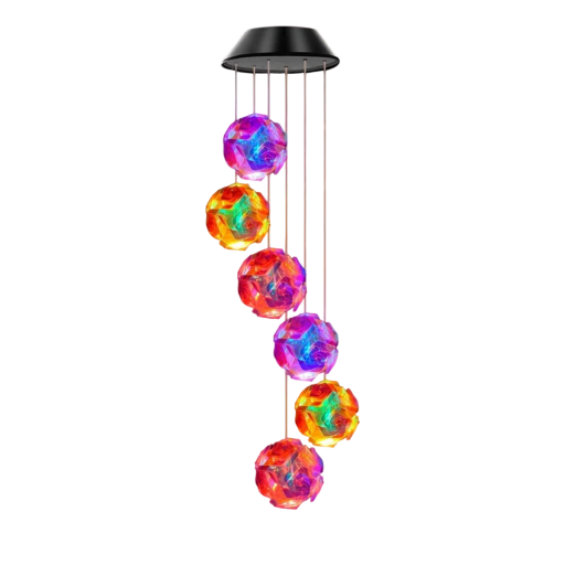 Aurinkoinen LED-riippuvalaisin koriste 6 palloa 50,8 cm muovi monivärinen valaistus puutarhaan parvekkeelle ja sisätiloihin