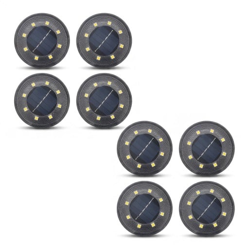 Aurinkokäyttöiset maavalot 8 kpl Vesitiiviit IP68 LED-lamput maakiinnityksellä 10,1 x 8,6 cm Lämmin valo Polun, pihan, nurmikon ja puutarhan valaistus
