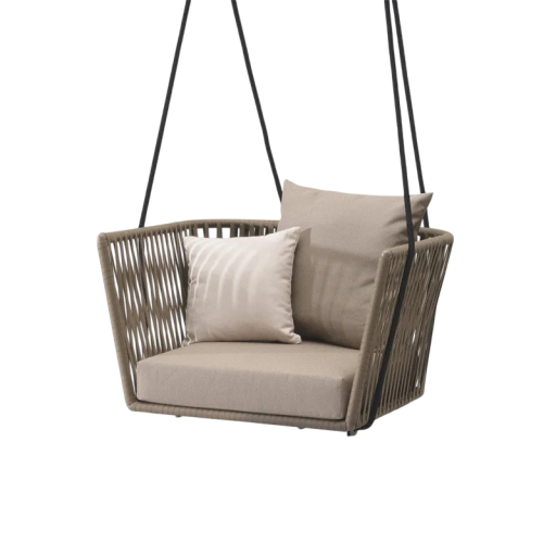 Außenhängesessel 73x70 cm Rattansessel mit Kissen für Terrasse, Balkon und Garten