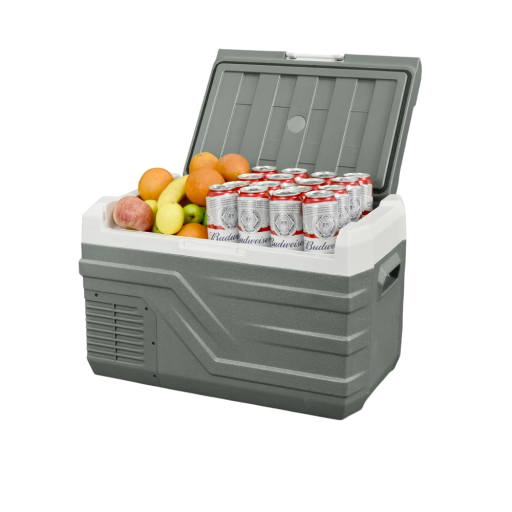 Autochladnička kompresorová 45 l Rozsah -20 až 20 °C Rozměry 61,8 x 37,6 x 51,4 cm Napájení 12 a 24 V DC i 100 až 240 V AC Šedo-bílá