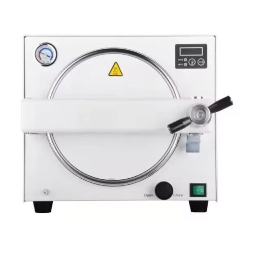 Autoclave à vapeur pour instruments dentaires et cosmétiques 18 l, chambre en acier inoxydable, puissance 900 W, 121 °C/25 min ou 134 °C/6 min, blanc