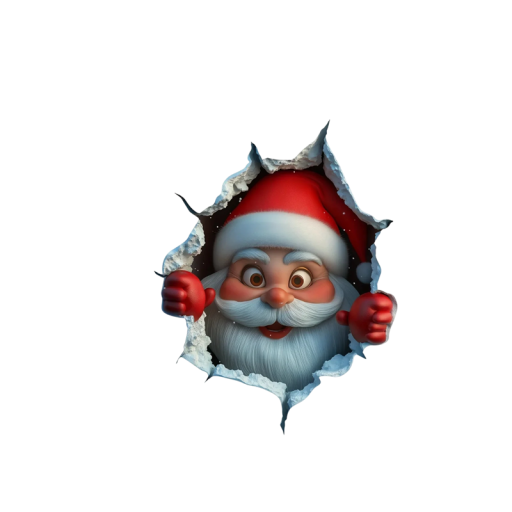 Autocolant 3D pentru perete 30 x 25 cm Moș Crăciun în gaură în perete Decorațiune de Crăciun detașabilă pentru perete Decorațiune festivă pentru acasă