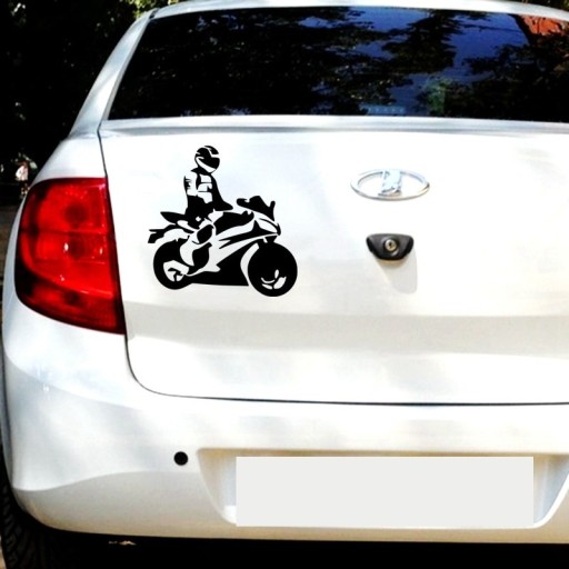 Autocolant auto - motociclist