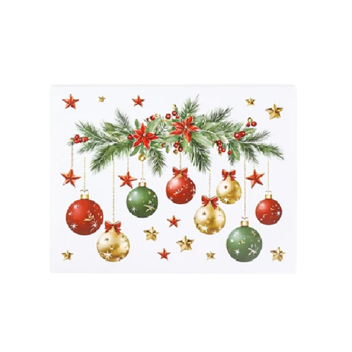 Autocolant de Crăciun pentru toaletă 23 x 29 cm Decor cu motiv de ramuri de conifere și ornamente Autocolant stilat pentru decorarea festivă a băii