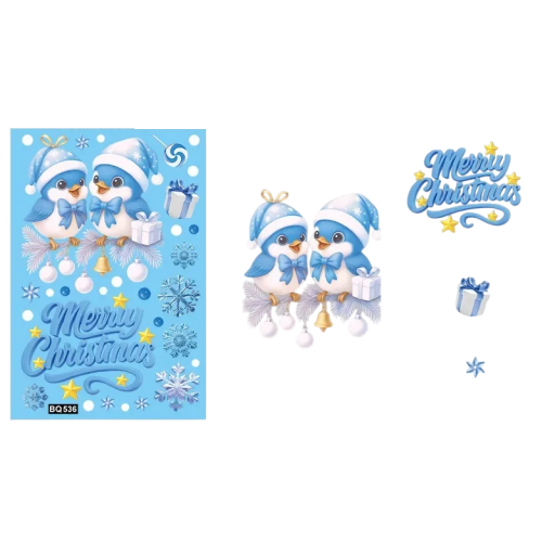 Autocolante de Crăciun pentru fereastră 20 x 30 cm Decorațiuni albastre din PVC cu motive de Crăciun Diferite dimensiuni de fulgi Reutilizabile