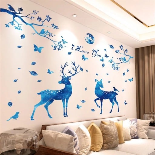 Autocolante pentru perete 60 x 90 cm Cerb și căprioară După aplicare cca 156 x 144 cm Autocolante cu motiv forestier Decorare cu cerb și căprioară