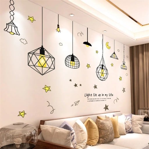 Autocolantes de parede 50 x 70 cm Luzes suspensas Após a aplicação aproximadamente 144 x 99 cm Autocolantes modernos para parede Motivo decorativo