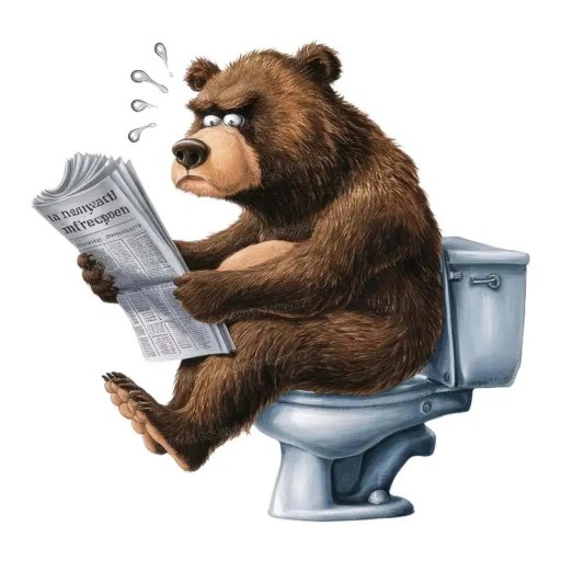 Autocollant amusant pour toilette avec motif d'ours 20 cm décoration en PVC étanche pour WC aspect original et application facile