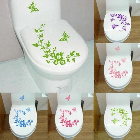 Autocollant en vinyle pour salle de bain avec motif floral J1017